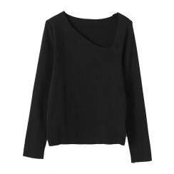 Airy Slouchy Neck Slim Fit Knit Top for Women 